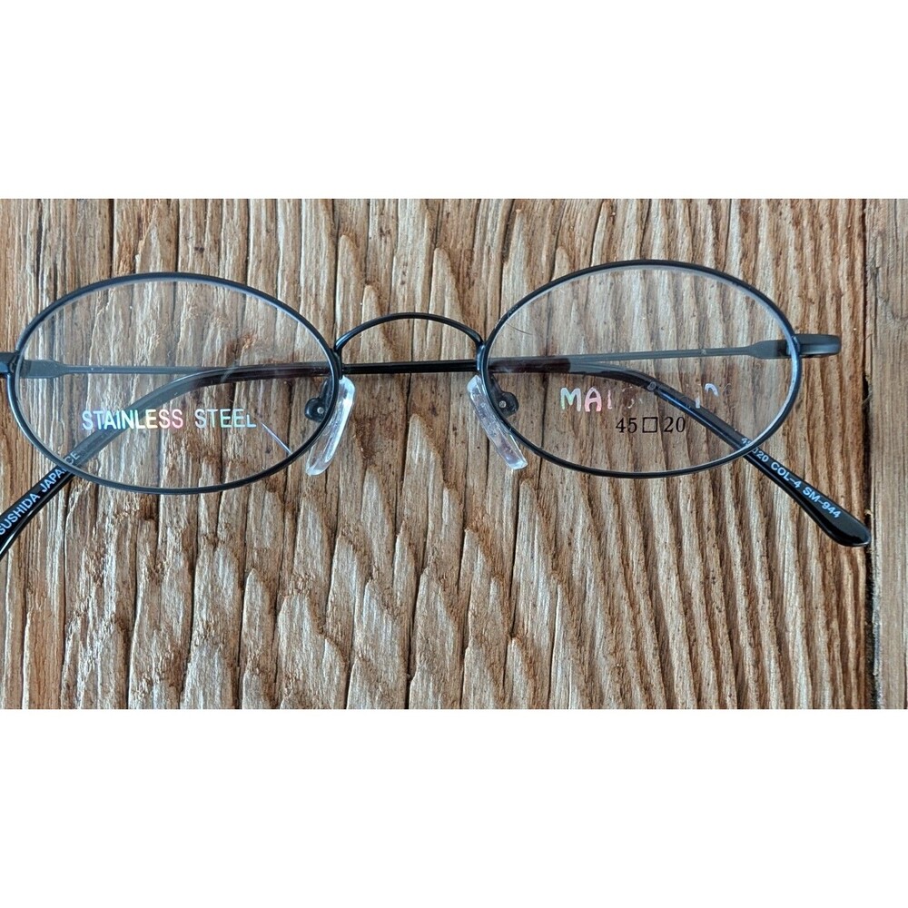 Matsushida Japanese Black Stainless Steel Full Rim Oval Eyeglasses Frame Only - Picture 2 of 16